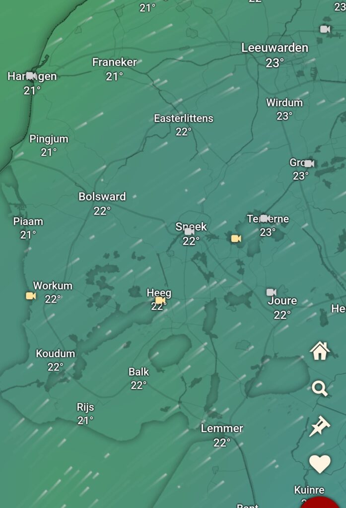 Carte des vents d'une région de la Hollande, direction nord est