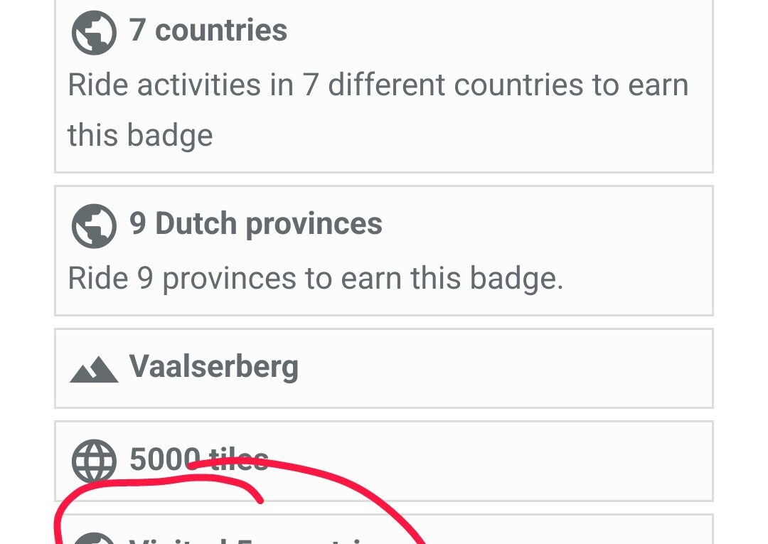 Capture d'écran #statshunters indiquant de nombreux nouveaux badges, dont entouré de rouge "Visited 5 countries"