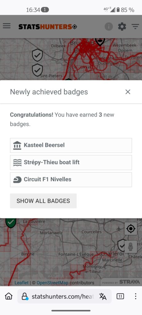 Capture d'écran de #statshunters indiquant 3 nouveaux badges 