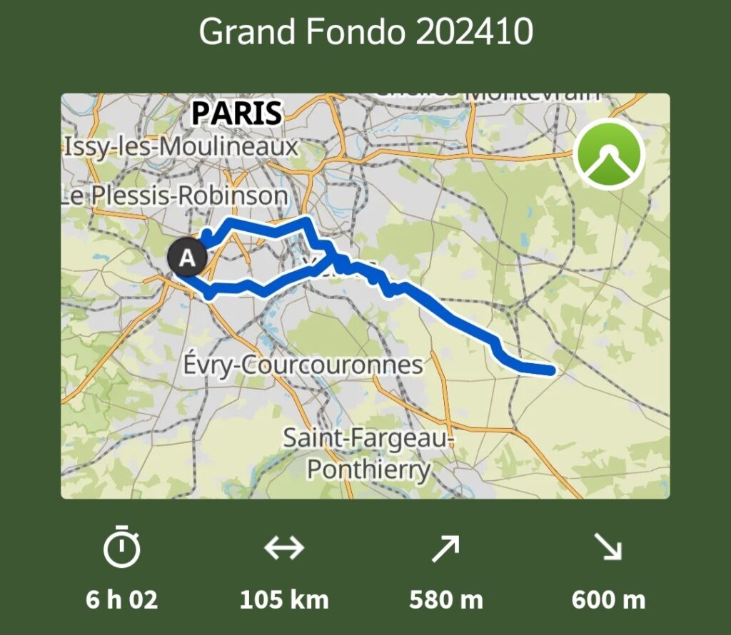 Plan d'une trace vélo en banlieue parisienne